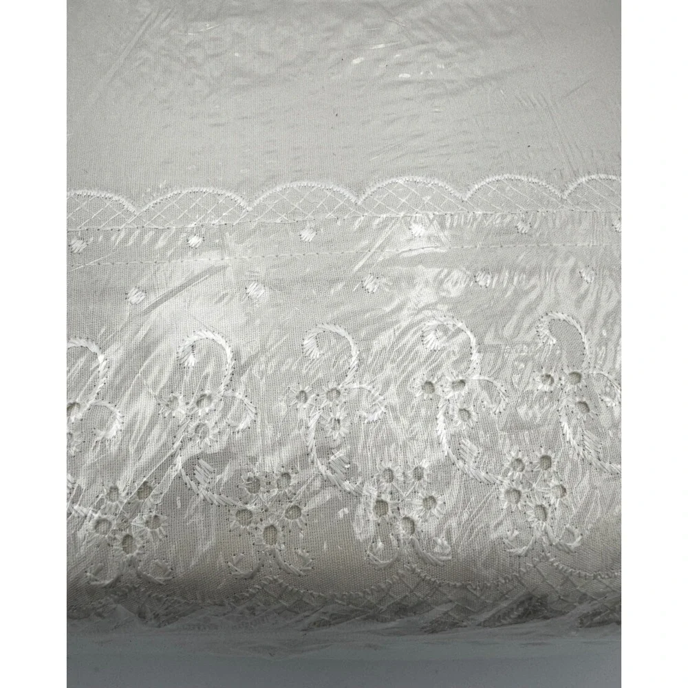 Vintage Dan River Cal King Sheets Cream Embroidered Eyelet Scalloped Lace